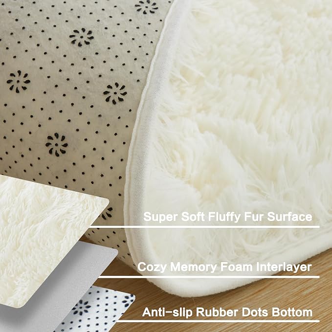 Andency 6x9 Area Rugs Cream, Large Shag Fluffy Soft Shaggy Rugs - Image 5