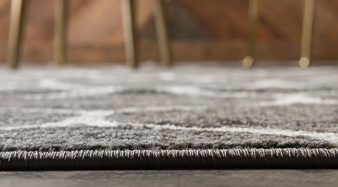Rugs.com Lattice Frieze Collection Rug – 6' x 9' Dark Gray Medium Rug Perfect - Image 2