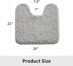Grey Toilet Rug 22x24 Non Slip Fluffy Toilet Floor Mat U Shaped Washable - Image 2
