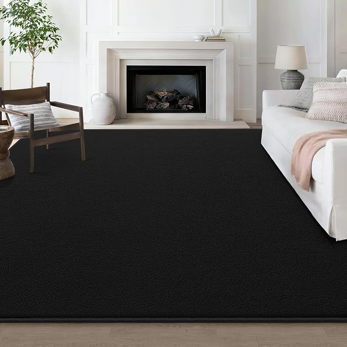 Large Modern Area Rugs for Living Room Bedroom, 6x9 Feet Black Ultra Soft Solid - Image 8