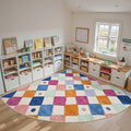 jinchan Macy Kids Rug for Classroom 8ft Radius Corner Washable Area Rug Modern by JINCHAN