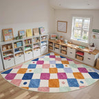 jinchan Macy Kids Rug for Classroom 8ft Radius Corner Washable Area Rug Modern by JINCHAN