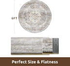 AMOAMI-6FT Round Rug-Rugs for Living Room-Vintage Soft Grey Rugs for - Image 2