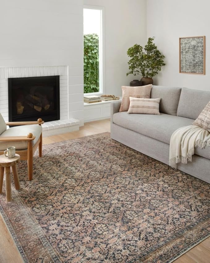 Loloi Amber Lewis Billie Collection, Ink & Salmon 7'-6" x 9'-6" Area Rug – - Image 2