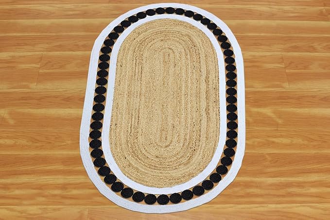 Flatweave Runner 2.6x16 Oval Kilim Jute Runner Hand Braided Jute Thick 0.27" - Image 9
