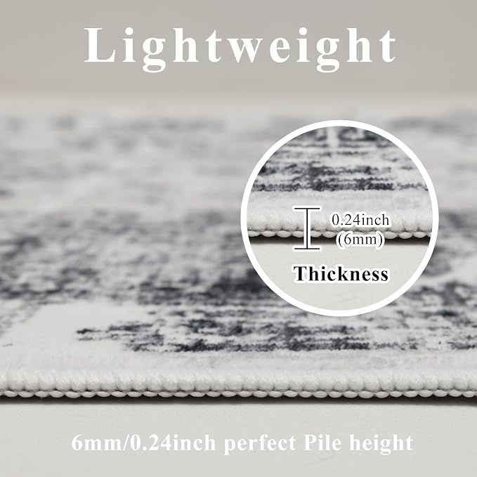 Washable Rugs 5x7 Area Rugs for Living Room, Thin Carpet for Bedroom, Soft Faux - Image 8