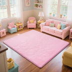 Pink Fluffy Rug Shaggy Area Rug, 6x9 Area Rugs - Image 3