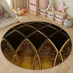 Luxury Black Gold Round Rug Vintage Golden Texture Living Room Circle Area Rugs - Image 4
