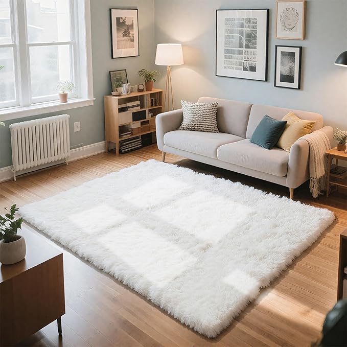 Fluffy Rug Shaggy Area Rug, Small Bedside Rug, Soft Fluffy Shaggy Entryway - Image 2