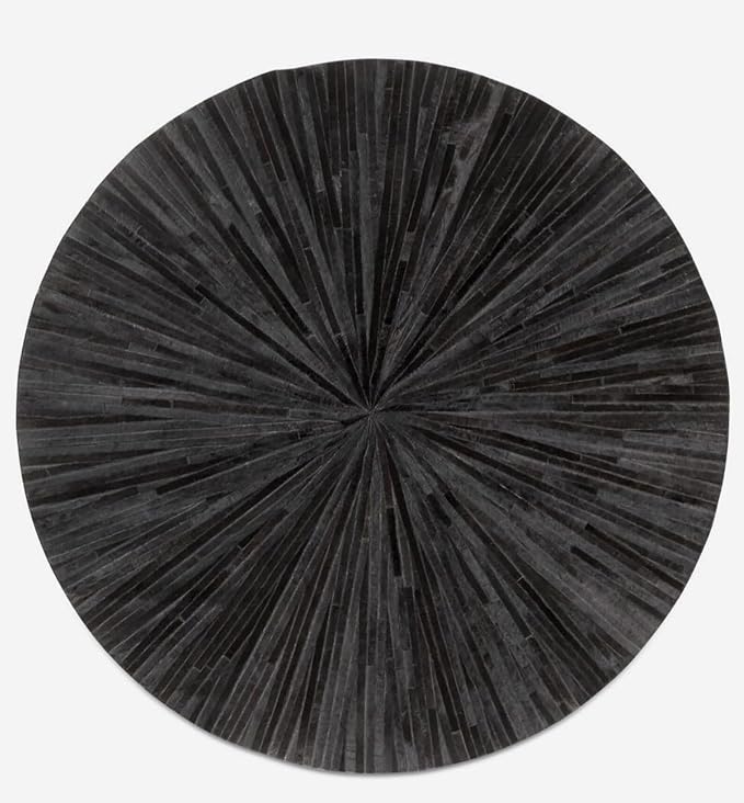 Faux Cowhide Round Area Rug | Non-Slip Leather Floor Carpet - Image 3
