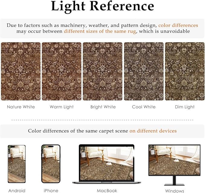 HUGEAR 2x12 Runner Rug Machine Washable Brown Hallway Area Rug Indoor Accent - Image 5