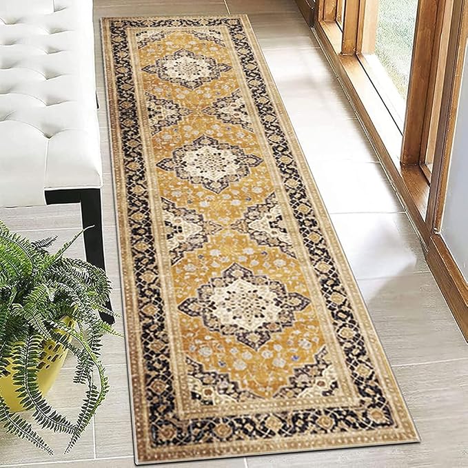 Moroccan Trellis Hallway Runner Rug Non-Slip Washable Geometric Standing Mats by LIKETN