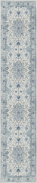 Area Rugs 2'6''x10' Washable Non-Slip, Floral Vintage Distress Print Pattern by RELEANY
