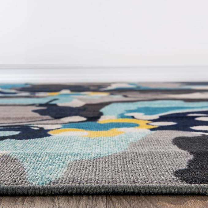 Rugshop Gray Large Floral Non-Slip Runner Rug Fade Resistant - Image 5