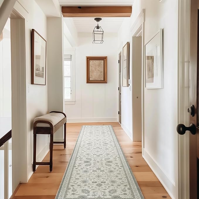 EVERGRACE Hallyway Area Runner Rugs 2x10, Boho Floral Faux Wool Indoor Outdoor by EverGrace