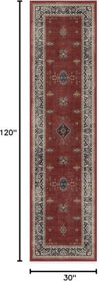 RUGGABLE Washable Vintage Runner Rug – Verena Amber Red 2.5x10, Stain-Resistant - Image 3
