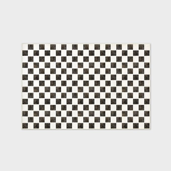 EVERGRACE Checkered Plaid Area Rug 6x9, Soft Faux Wool Rugs Washable Anti Slip - Image 7