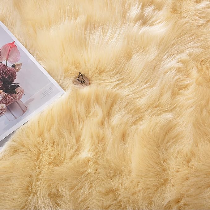 Latepis Large Area Rugs Yellow 6.7X10 Fluffy Shag Rugs Washable Faux Fur Rug - Image 6