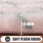 ONASAR Area Rugs for Bedroom Living Room, Washable 4x6 Fluffy Pink and Grey - Image 2