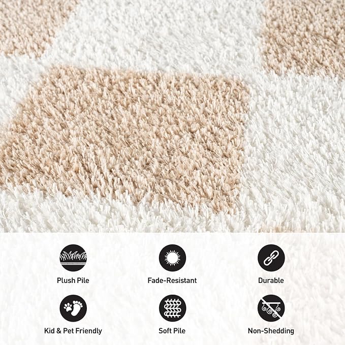 Rugshop Diamond Wave Shag Area Rug Beige 7' 10" x 10' Perfect - Image 5
