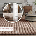 Nuloom Jeni Taupe, Solid Faux Rabbit, Fluffy and Cozy, High Traffic, Stain - Image 2