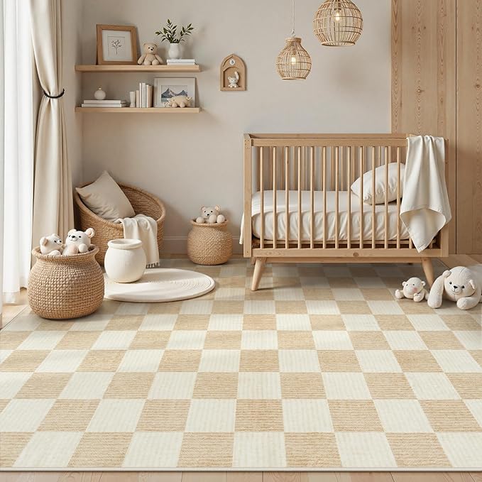 LIVEBOX 8x10 Area Rugs for Living Room, Checkered Non-Slip Washable Rugs - Image 5