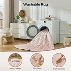 WITSHOCK Pink Rugs 9x12 for Bedroom Girls, Floral Modern Distress Print Pattern - Image 5