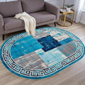 Distressed Blue Grey Greek Key Pattern Indoor Area Rug 7x9 by Unknown