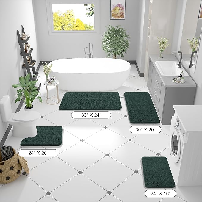 OLANLY Bathroom Rugs 59x24, Extra Soft Absorbent Chenille Bath Rugs, Rubber - Image 2
