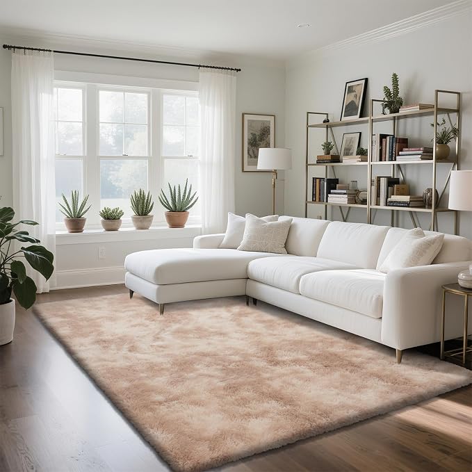 Fluffy Rug Shaggy Area Rug, Mottling Beige 6x9 Area Rugs - Image 2