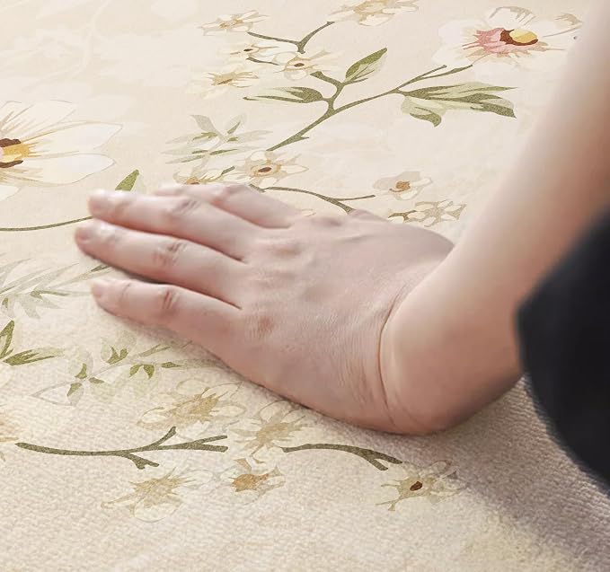 Rustic Brick Texture Area Rug 5x7 Yellow Farmhouse Washable Non Slip Living - Image 4