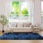 duduta 6x9 ft Navy Blue Rectangle Fluffy Rug, Tie-Dyed Shag Fuzzy Plush - Image 8