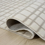 Abani Cream Grid Textured Area Rug - Image 6