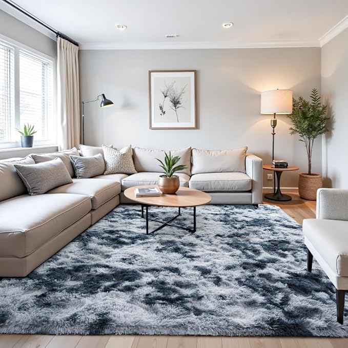Beglad Fluffy Large Area Rugs 6x9 Feet, Modern Minimalist Style Shag Fuzzy Rugs by Beglad