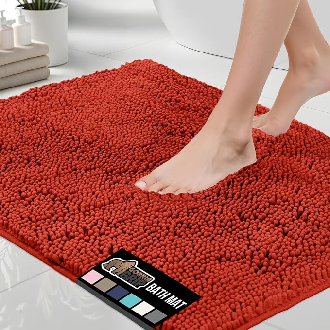GORILLA GRIP Bath Rug Mat 60x24, Thick Soft Absorbent Chenille, Quick Dry by GorillaGrip