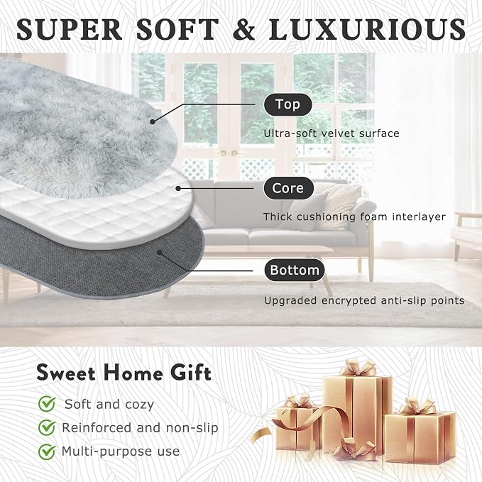 Soft Fluffy Area Rug for Bedroom, Fuzzy Shaggy Oval Throw Rugs for Bedside - Image 6