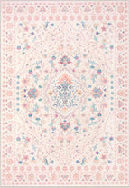 Wonnitar Boho Floral 8x10 Pink Area Rug, Washable Kids Rugs - Image 2