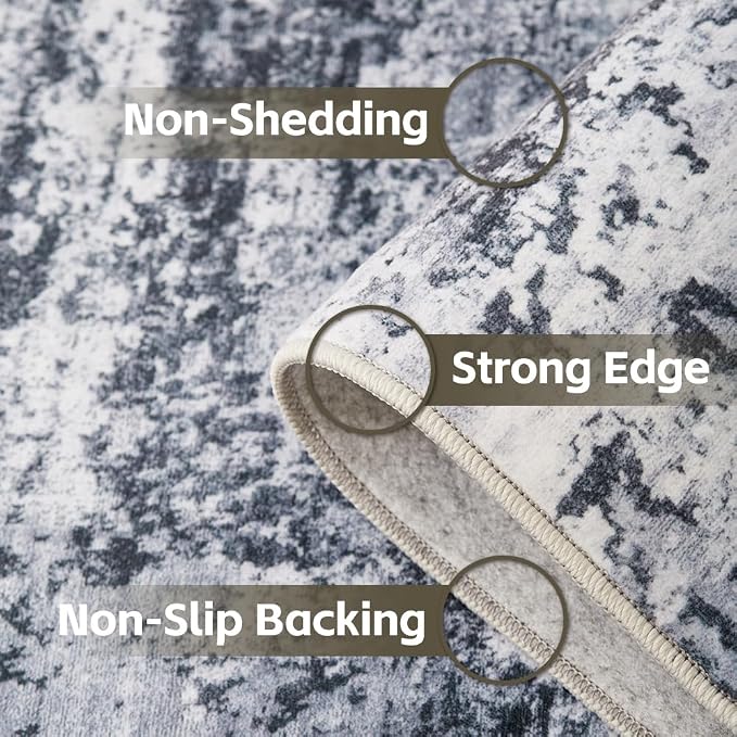Area Rug 8x10 Washable Rug Grey - Image 4