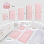 Bathroom Rugs 24x48 Non Slip Pink Fluffy Bath Mat - Image 2