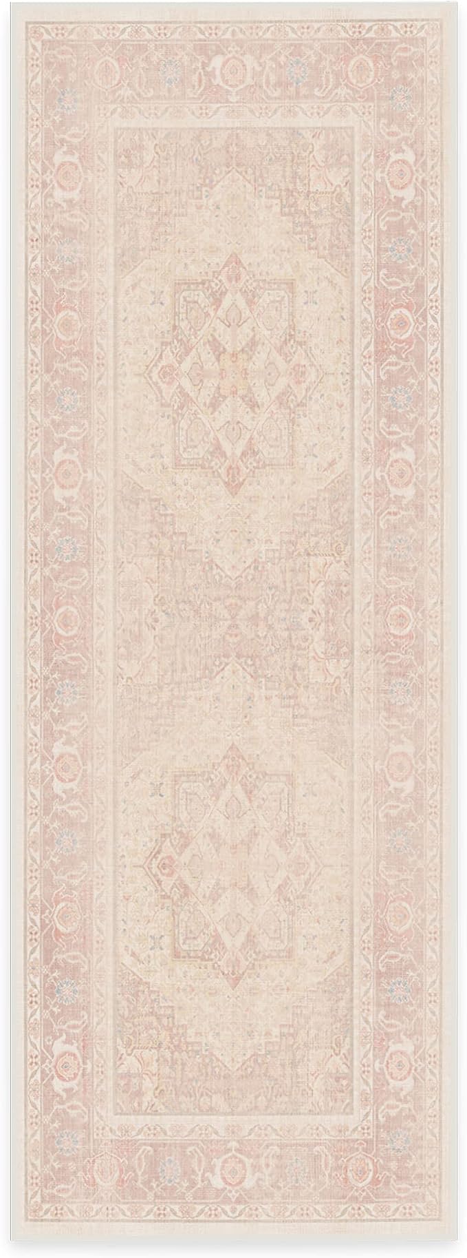 RUGGABLE Washable Runner Rug – Kamran Soft Pink 2.5x7, Stain-Resistant - Image 3