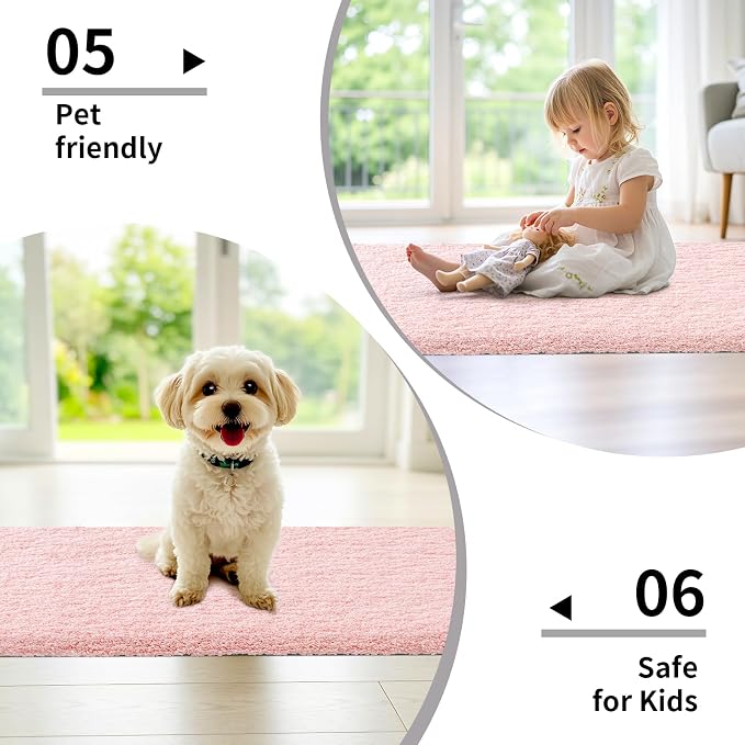 Bathroom Rugs 24x48 Non Slip Pink Fluffy Bath Mat - Image 6