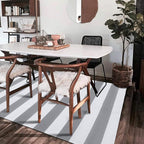 KOZYFLY Grey and White Striped Rug 4'x6' Indoor Outdoor Rug Cotton Hand-Woven - Image 6