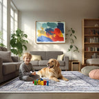 Area Rug for Living Room, 6x9 Machine Washable Non Slip Large Faux Wool Throw - Image 5