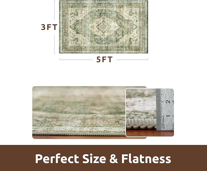 AMOAMI-3X5 Area Rug-Soft Washable Vintage Throw Accent Rugs - Image 2