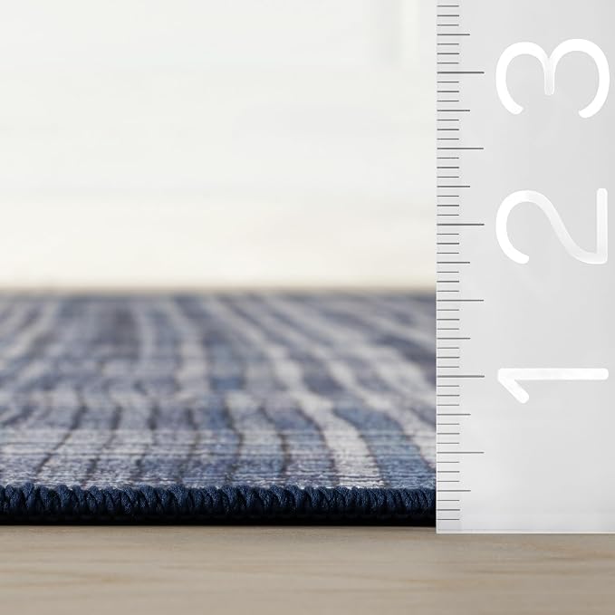 Dash & Albert Denim Plaid Blue Machine Washable Rug, 4 X 6 Feet - Image 3