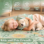 Wonnitar Washable Floral Round Rug, 6ft Sage Green Round Area Rugs - Image 5