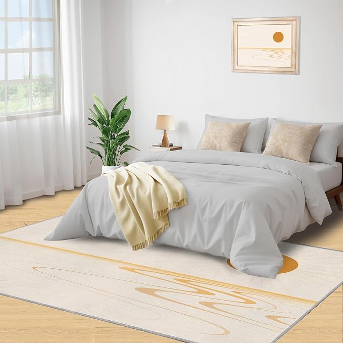 Boho Sun Area Rugs 3x4ft, Minimalist Sunburst Kids Bedroom Rug, Geometric Solar - Image 5