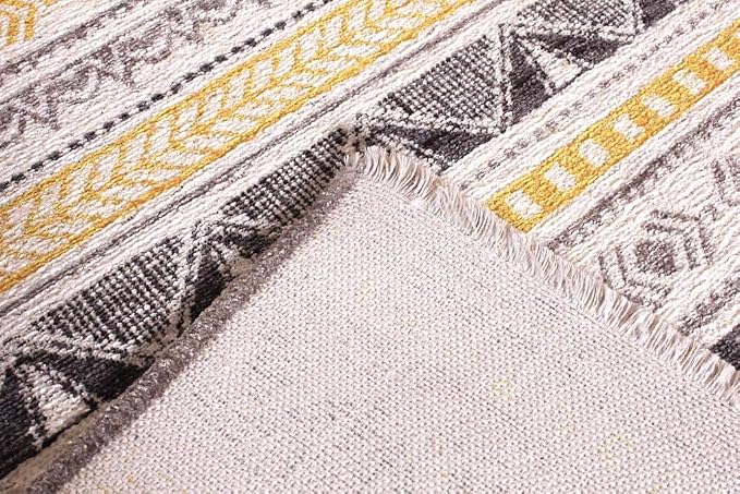 Alfa Rich 7x10 Yellow Gray White Washable Area Rugs - Image 7