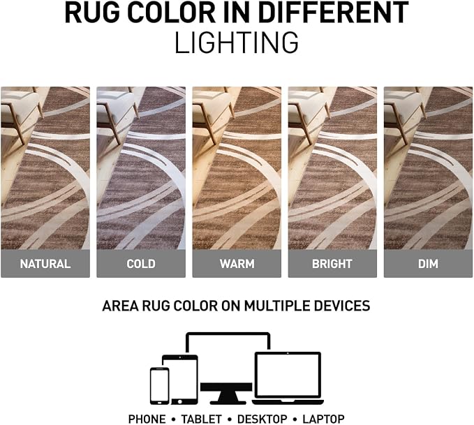 Rugshop Modern Wavy Circles Design Accent Rug, Fade-Resistant Carpet - Image 5