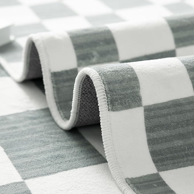 jinchan 2x3 Kids Area Rug Washable Indoor Entryway Doormat Modern Checkered - Image 9
